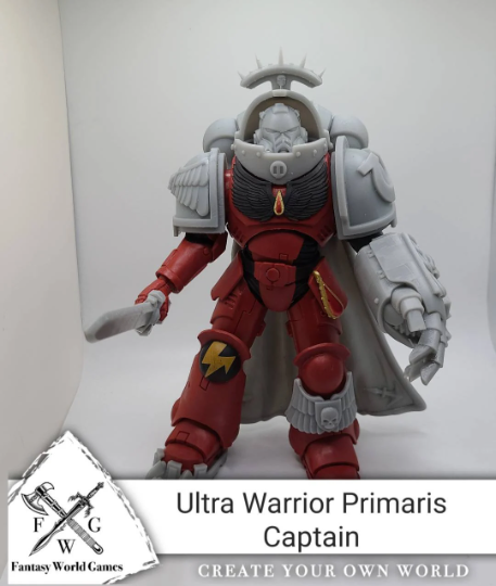 Power Fist Captain Gravis Armour with Wrist-mounted, Ammo Belt-fed Bolter