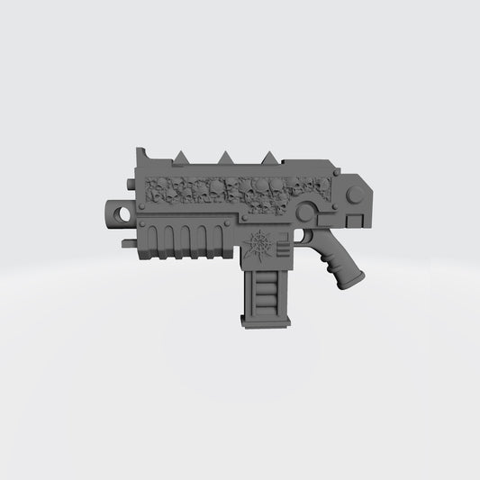 Chaos Bolter with Skull Inlay, The Star of Chaos, and a Straight Magazine Compatible with McFarlane Toys Chaos Space Marine Left Side