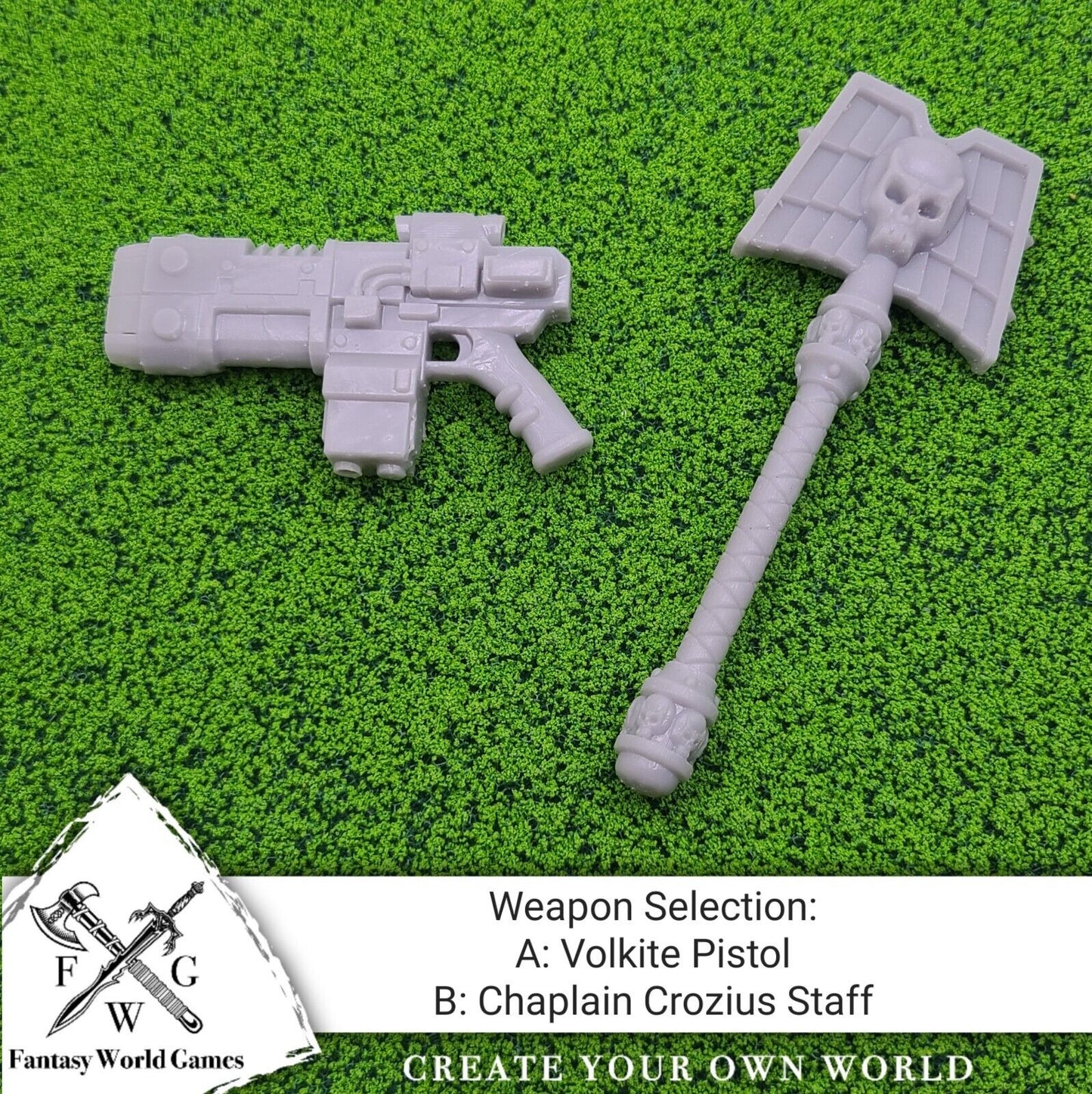 Space Marine Chaplain Power Crozius Arcanum Staff and Volkite Pistol for Mcfarlane Toys Space Marine Action Figures