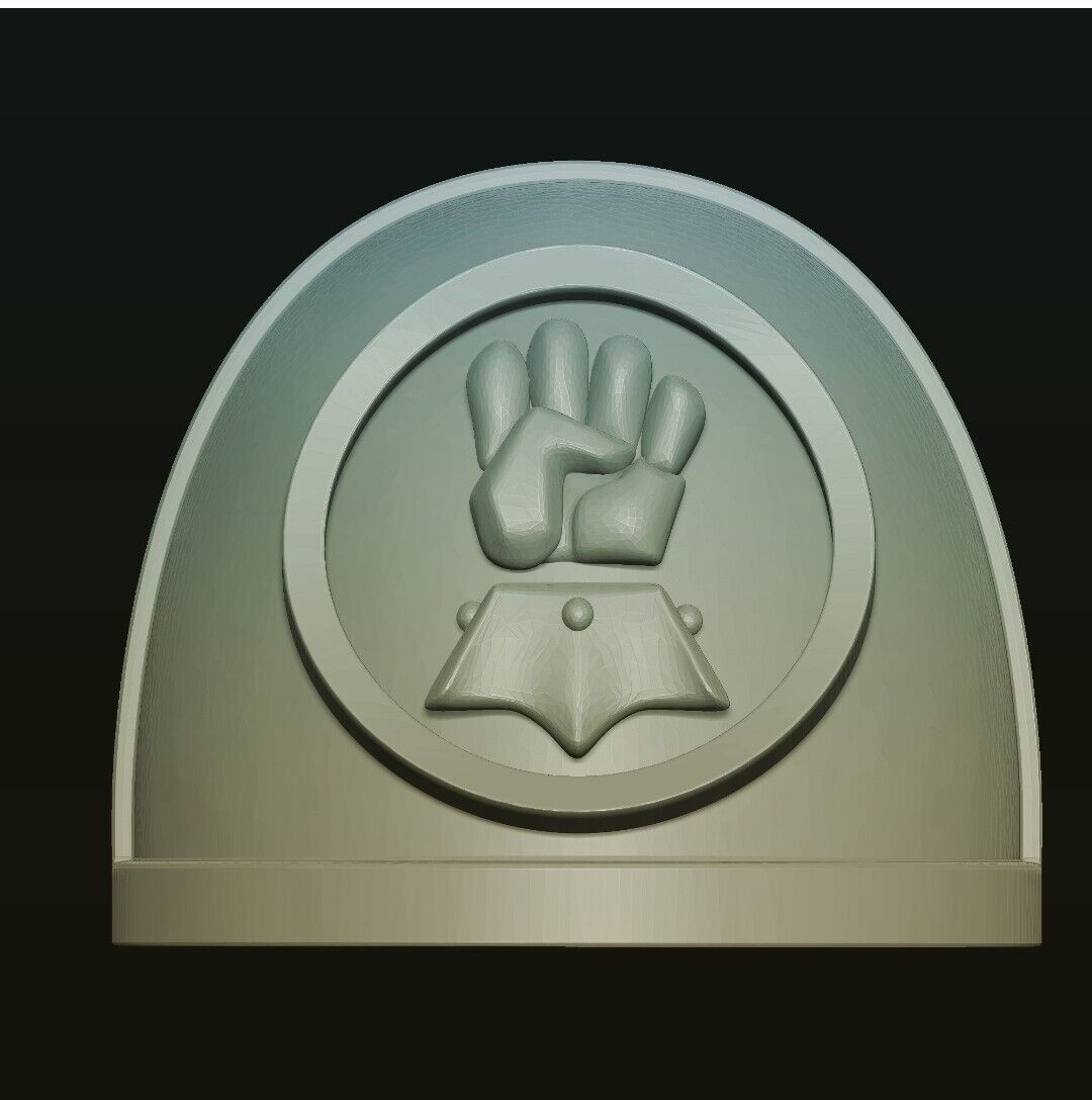 Closeup of the Imperial Fist Legion MKIV Shoulder Pad compatible with McFarlane Toys Space Marines