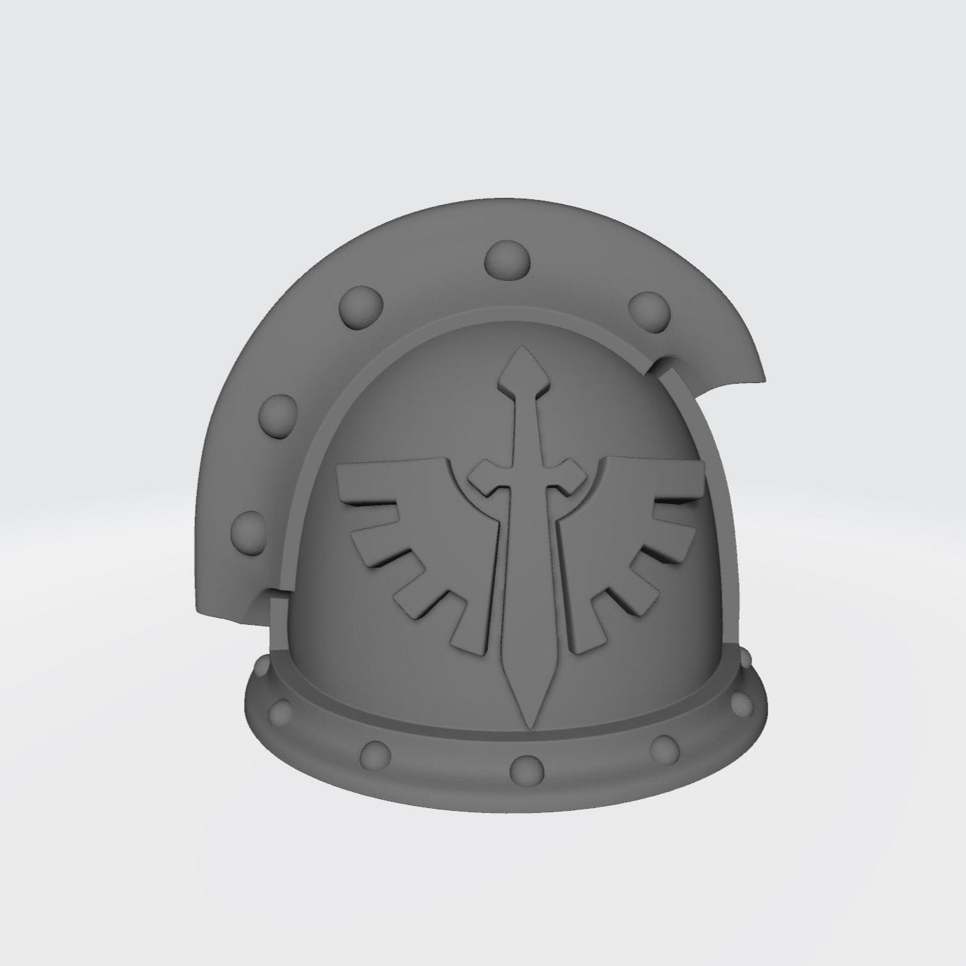 FWG Dark Angels Grimm MKIII Ver 01 Shoulder Pad Gen: 3 Pauldron 3 Quarter Studded Sword Breaker with Double Rivets for the Left Shoulder Compatible with McFarlane Toys 7" Space Marine Action Figures