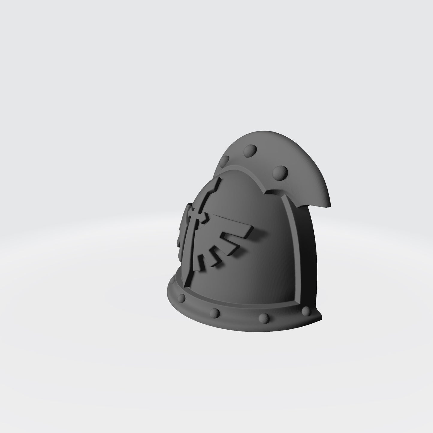 Fantasy World Games Dark Angels Grimm MKIII Ver 01 Shoulder Pad Gen: 3 Pauldron 3 Quarter Studded Sword Breaker with Double Rivets for the Left Shoulder Compatible with McFarlane Toys 7" Space Marine Action Figures Left Side