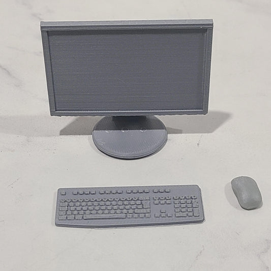 LCD Monitor, Keyboard, and Mouse Miniature Prop 1:12 Scale for Action figures, GI Joe, Marvel Legends, black series, mezco, action force