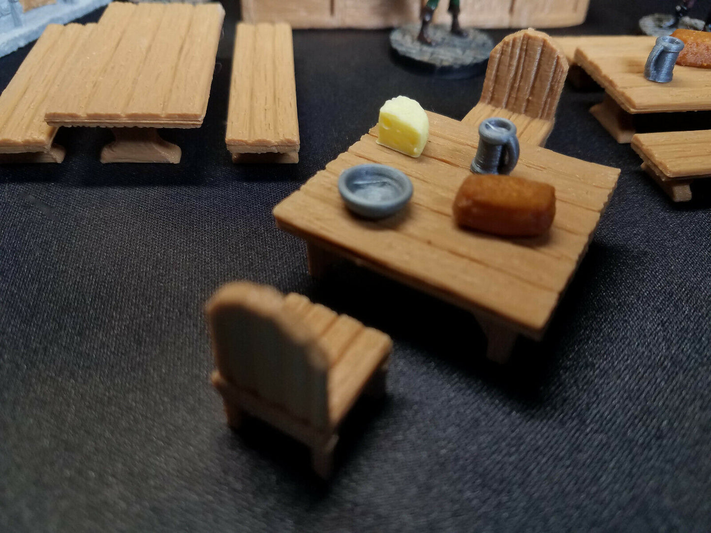 Closeup of the Table for the Deluxe Tavern Set for 28mm Gaming this Terrain doesn't need painting required. Designed for Tabletop Dungeon and Dragons Gaming