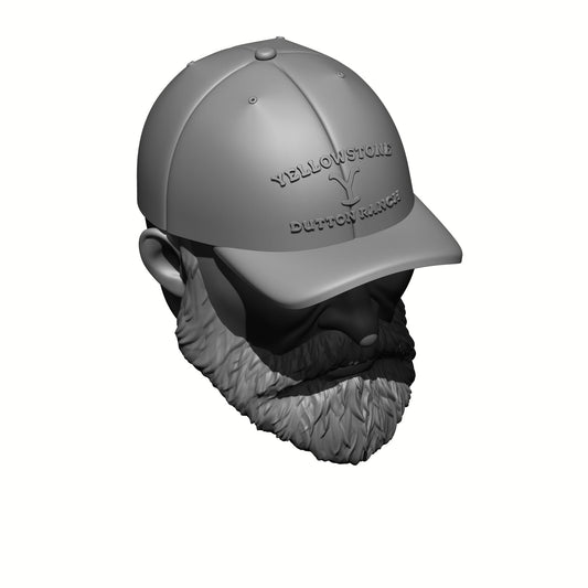 Veteran with Beard and Yellowstone Ranch / Dutton Ranch Hat for 1/12 Scale G.I. Joe Action Figures
