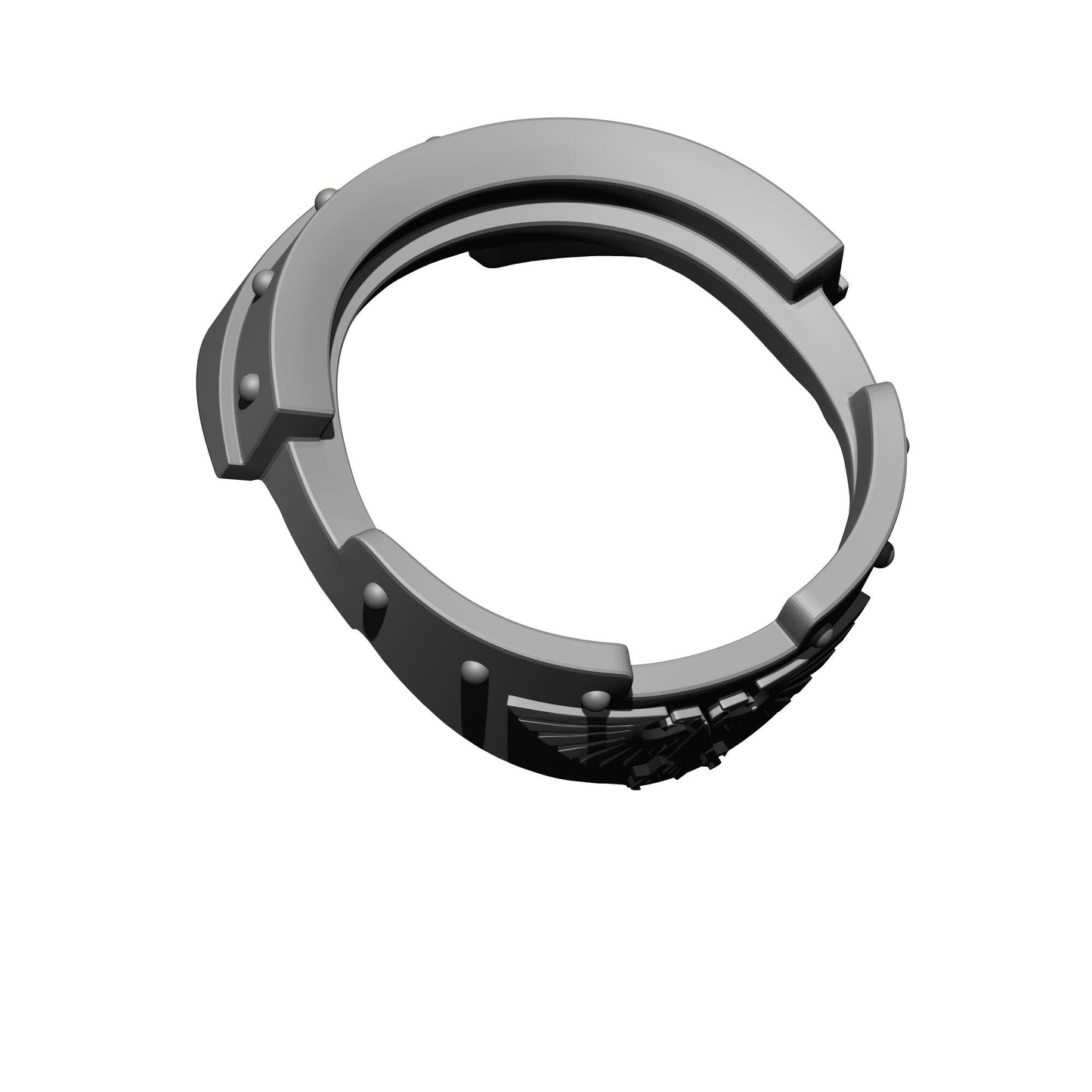 Top Right Side View of the Customize your McFarlane Toys Space Mariine Shoulder Pad with the Armor - Gorget with Imperial Eagle and Rivets