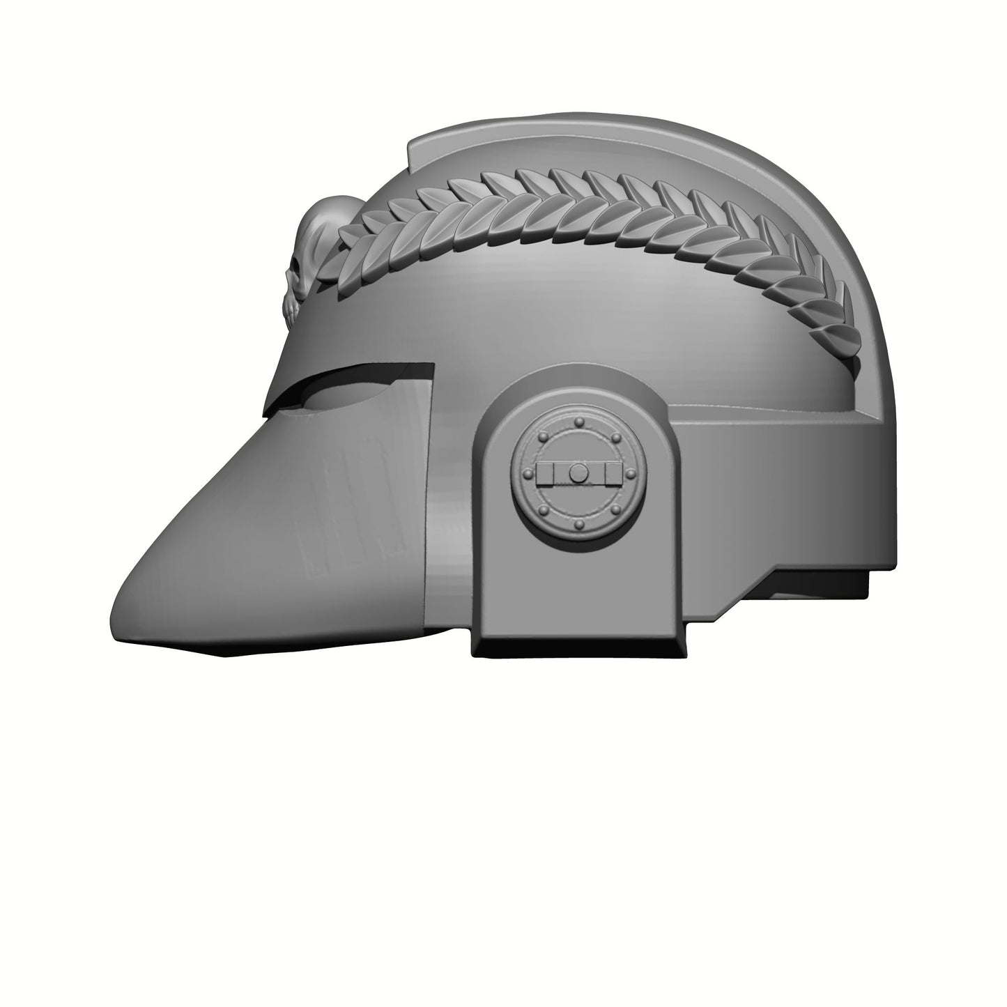 Retributors Chapter Captain MKVI Helmet with Laurel and Skull Compatible with McFarlane Toys Space Marine Action Figures Left Profile