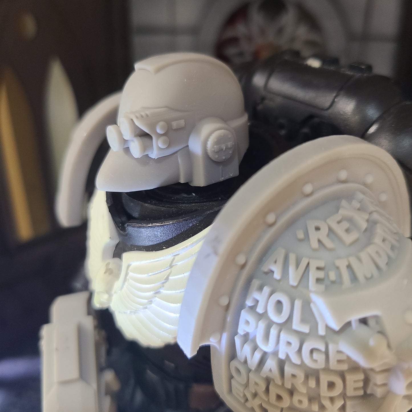 Techmarine Mark VI Helmet with Optics Compatible with McFarlane Toys Space Marine Action Figures by Fantasy World Games