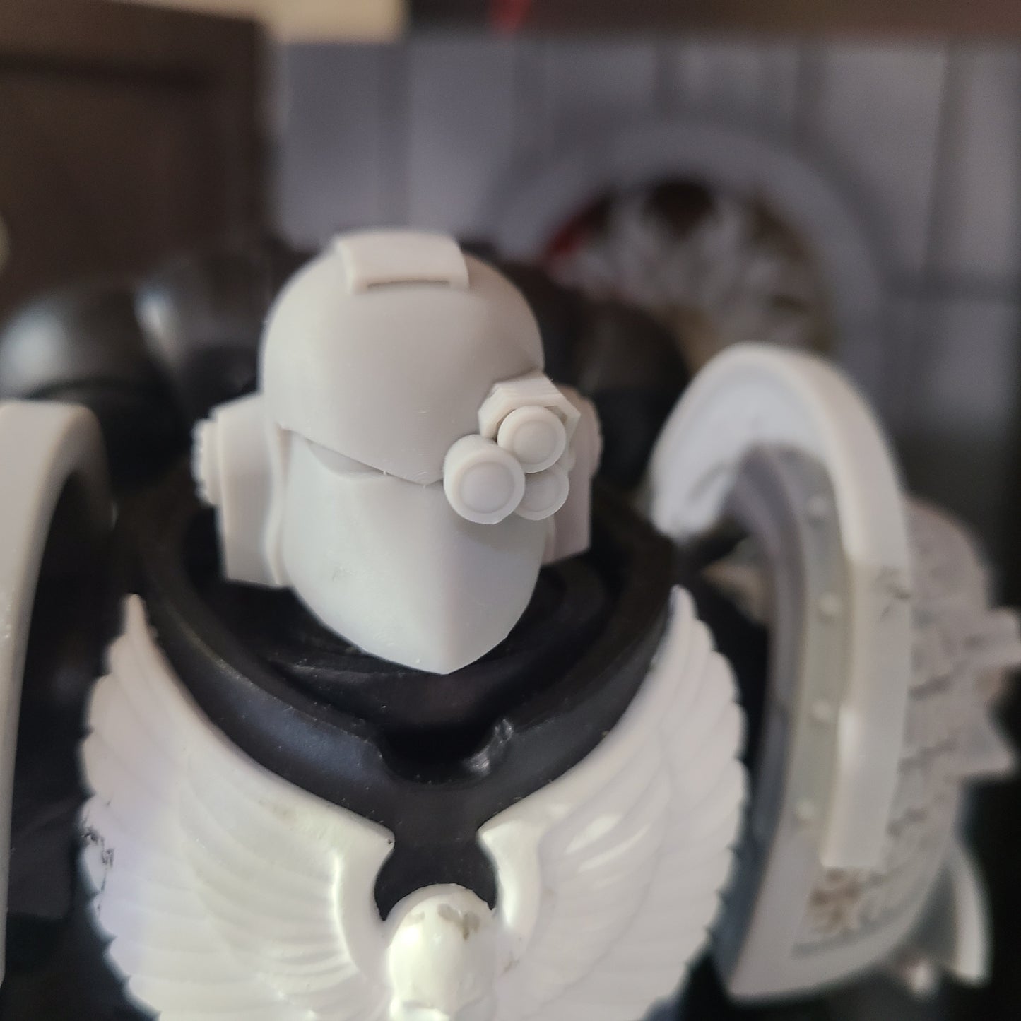 Techmarine Mark VI Helmet with Optics Compatible with McFarlane Toys Space Marine Action Figures by Fantasy World Games