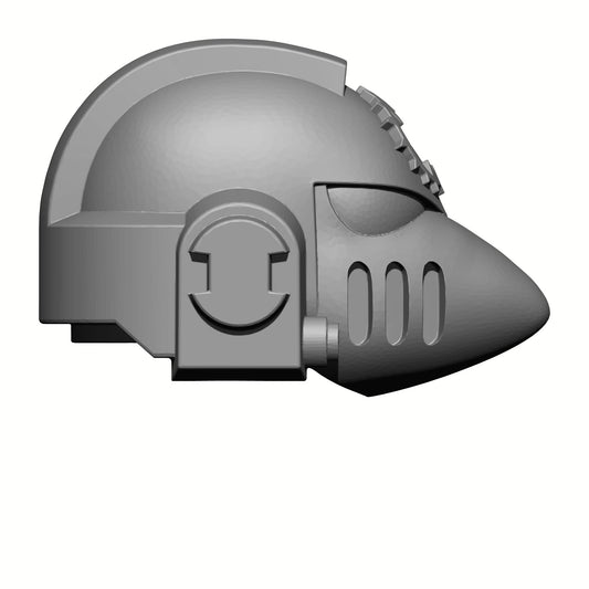 World Eaters Chapter Helmet MKVI Corvus Style Compatible with McFarlane Toys Space Marines Action Figure Right Angle