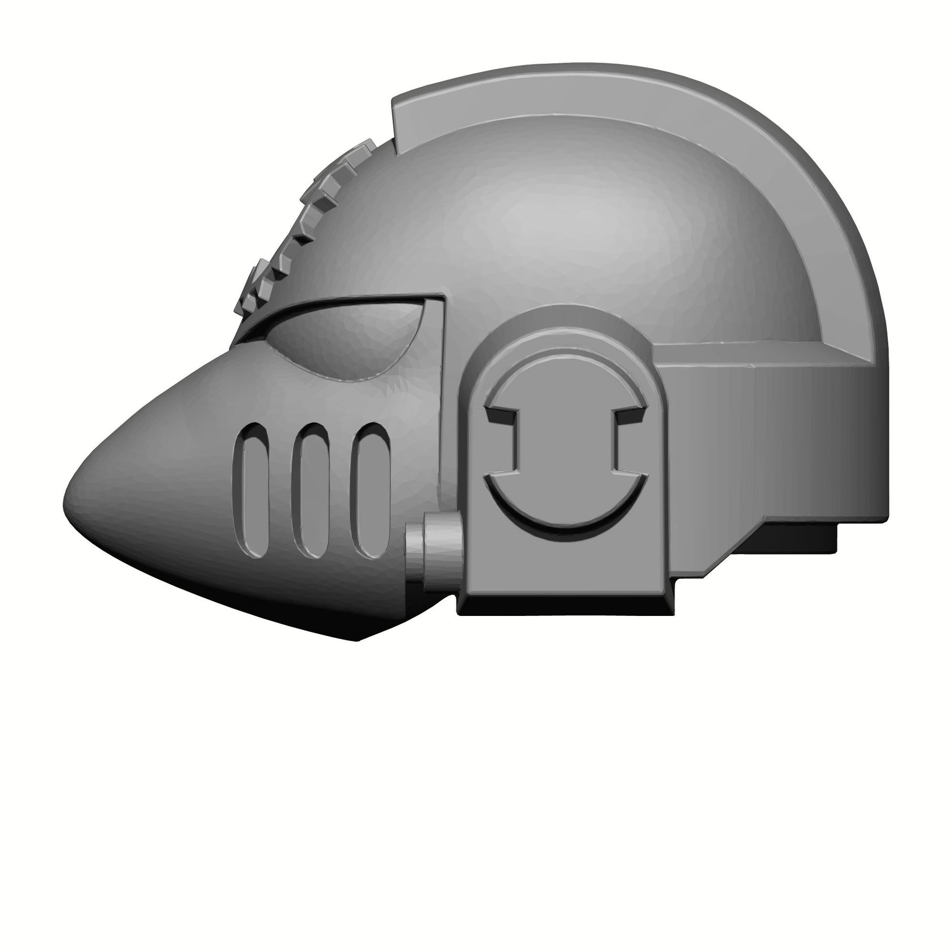 World Eaters Chapter Helmet MKVI Corvus Style Compatible with McFarlane Toys Space Marines Action Figure Left Angle