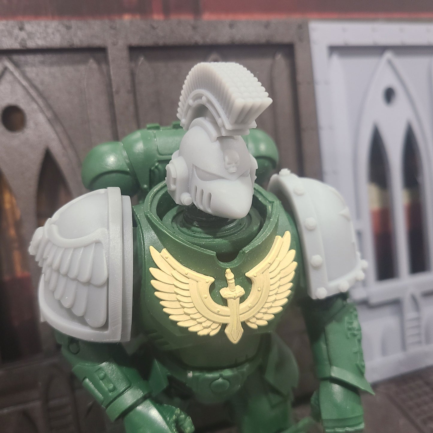 MKVI Helmet (Beaky) with Skull and Forward Facing Plume for McFarlane Toys Space Marine Action Figures