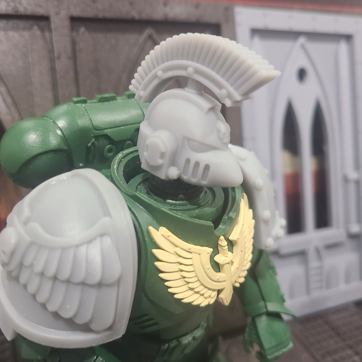 MKVI Helmet (Beaky) with Skull and Forward Facing Plume for McFarlane Toys Space Marine Action Figures