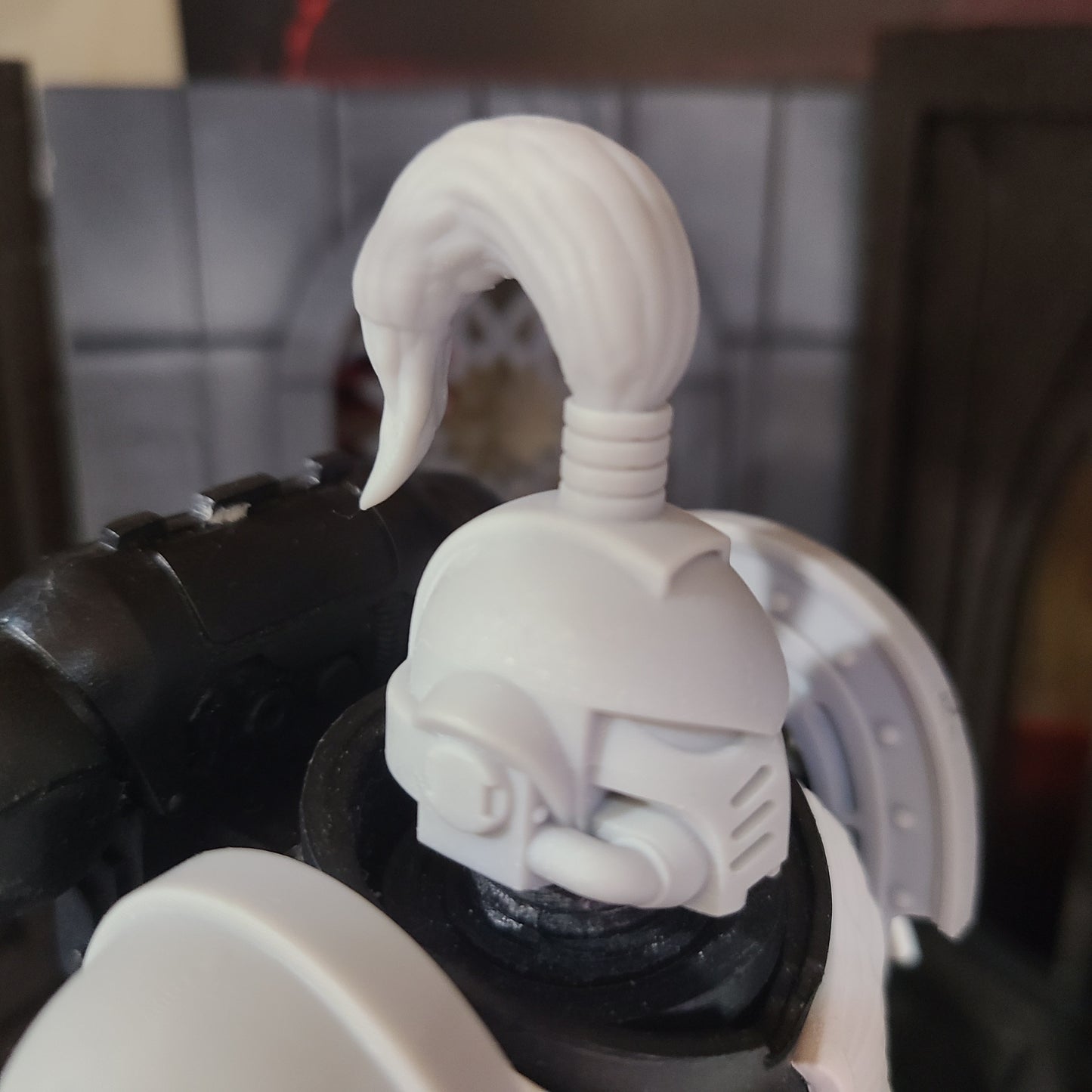 White Scars MK IV Helmet with Plume for McFarlane Toys Space Marine Action Figures