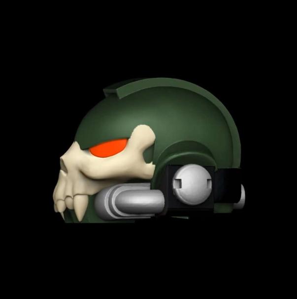 Night Lords Legion Skull Helmet with Fangs compatible with McFarlane Toys Space Marines Left Angle