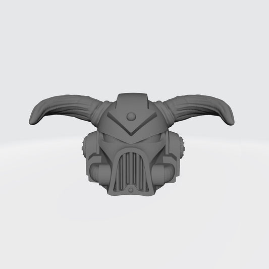 Custom Chaos Marine Traitor Legions Mark VII Helmet with Arrow and Horns for Miniatures and Grimdark Battle Brother Action Figures