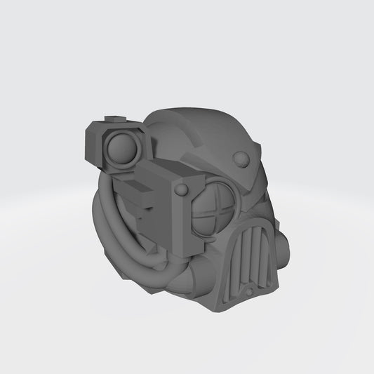 Custom Chaos Marine Traitor Legions Mark VII Helmet with Arrow and Targeting Optics for McFarlane Toys Space Marine Action Figures