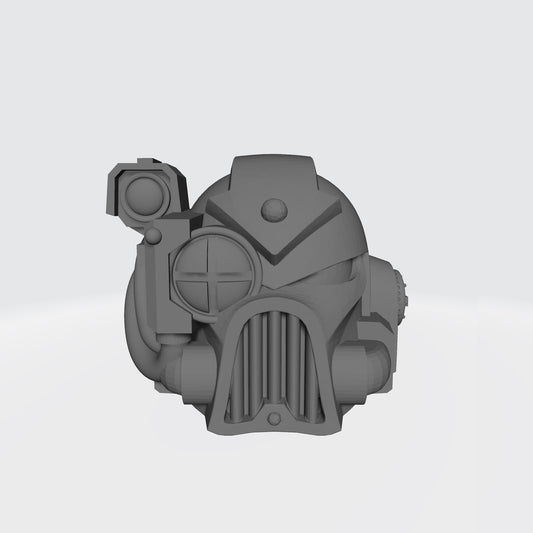 Custom Chaos Marine Traitor Legions Mark VII Helmet with Arrow and Targeting Optics for McFarlane Toys Space Marine Action Figures