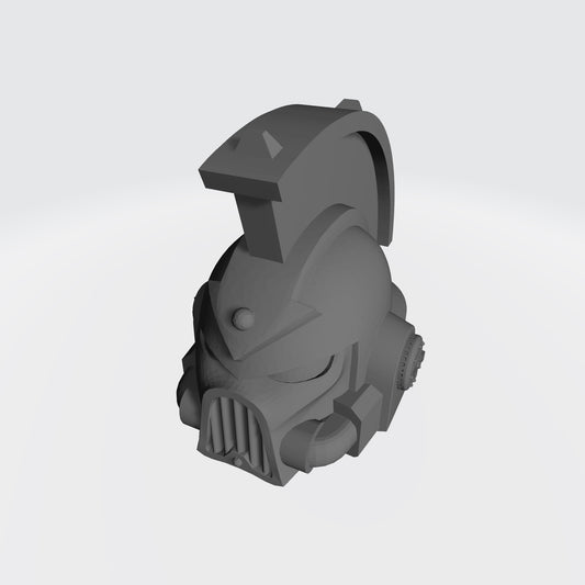 Custom Chaos Marine Traitor Legions Mark VII Helmet with Arrow and Spiked Plume for McFarlane Toys Space Marine Action Figures