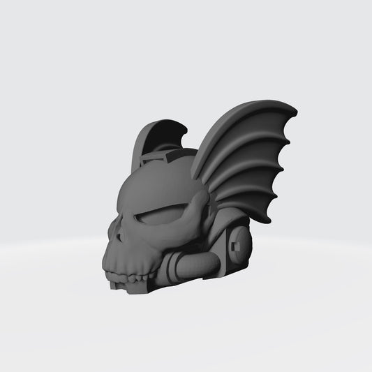 Night Lords Legion Skull Helmet with Demon Wings compatible with McFarlane Toys Space Marines Left Angle