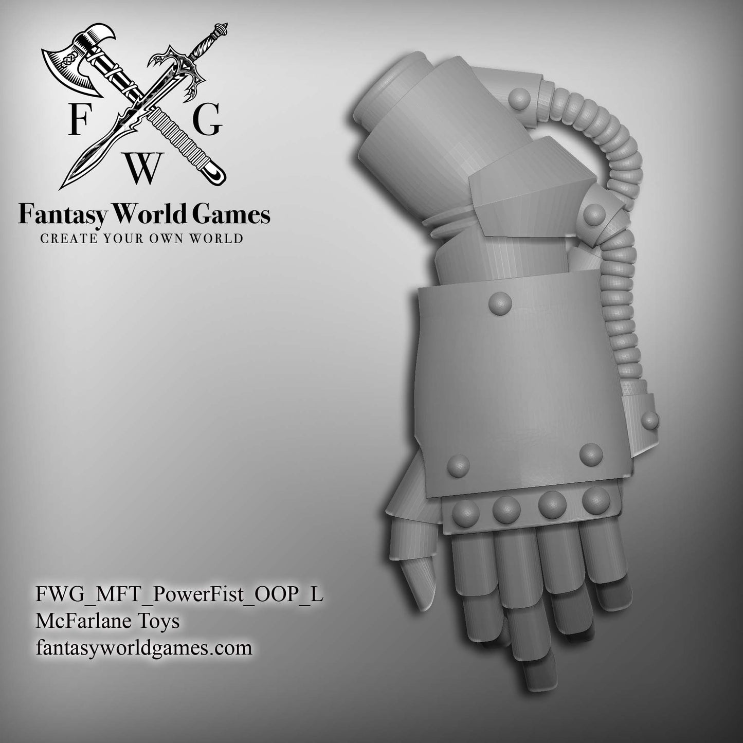 Battle Brother Left Handed Power Fist with Upper Arm for McFarlane Toys Space Marine Action Figures