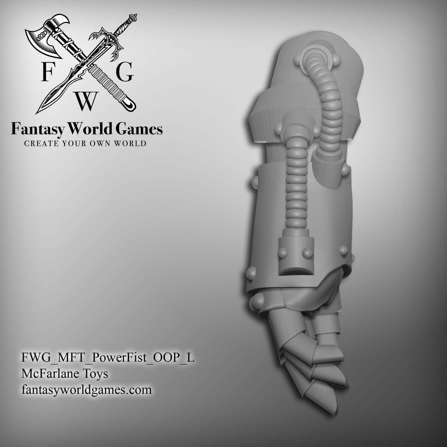 Battle Brother Left Handed Power Fist with Upper Arm for McFarlane Toys Space Marine Action Figures