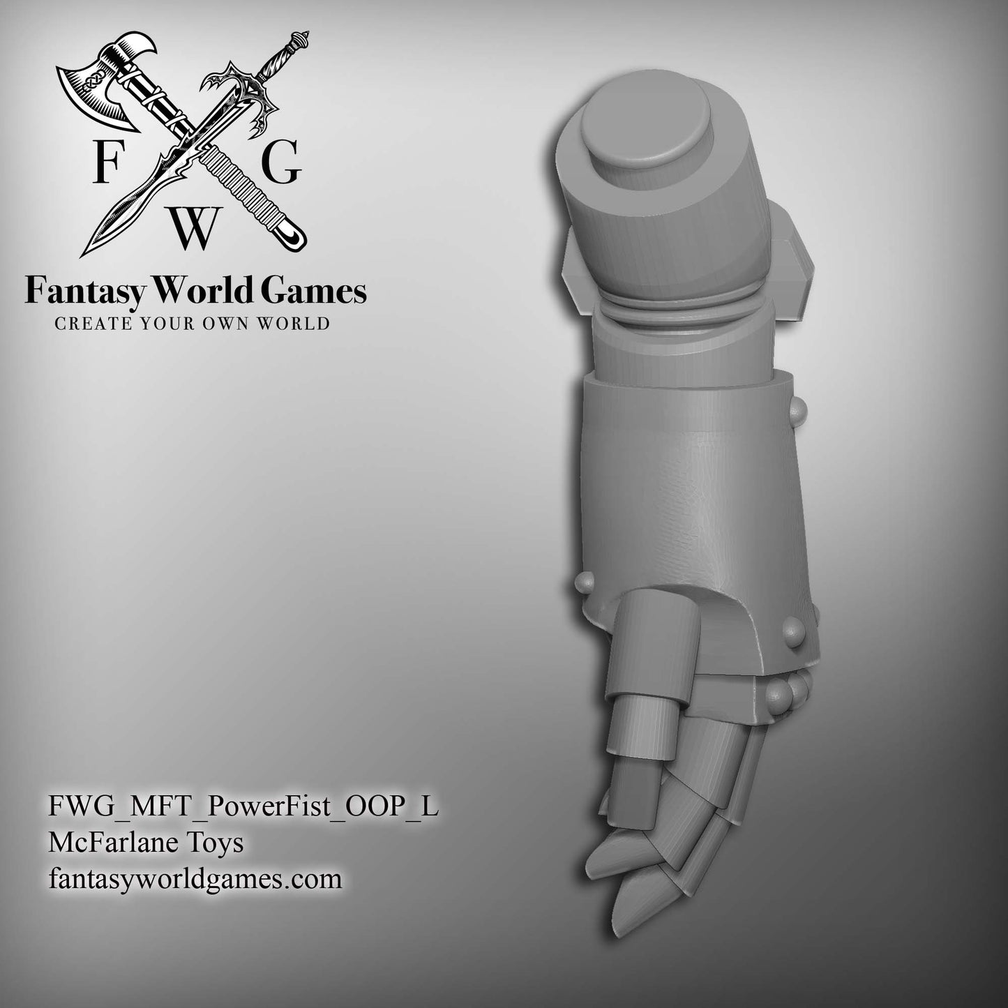 Battle Brother Left Handed Power Fist with Upper Arm for McFarlane Toys Space Marine Action Figures