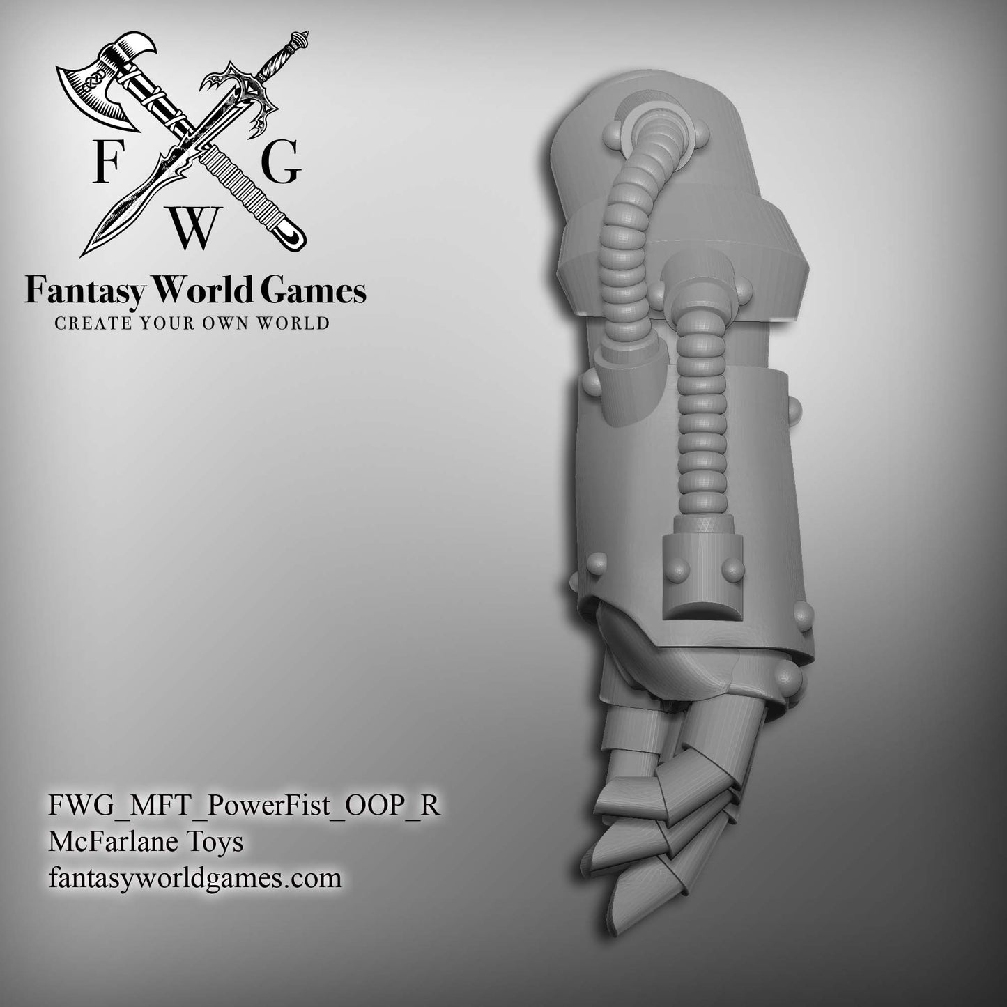 Battle Brother Right Handed Power Fist with Upper Arm for McFarlane Toys Space Marine Action Figures
