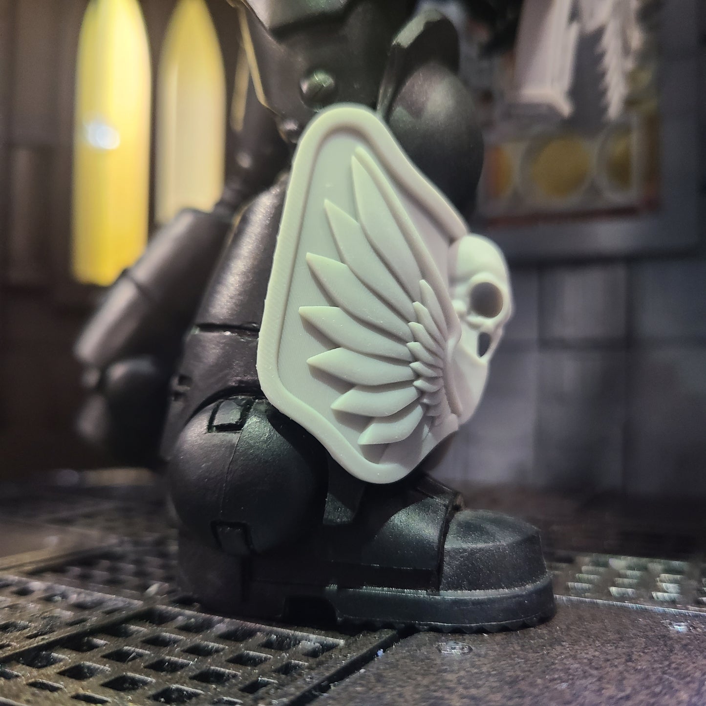 Raven Guard Legion Shin Guard with Raven Skull for McFarlane Toys Loyalist Marine Action Figures Custom 1:12th Scale Part