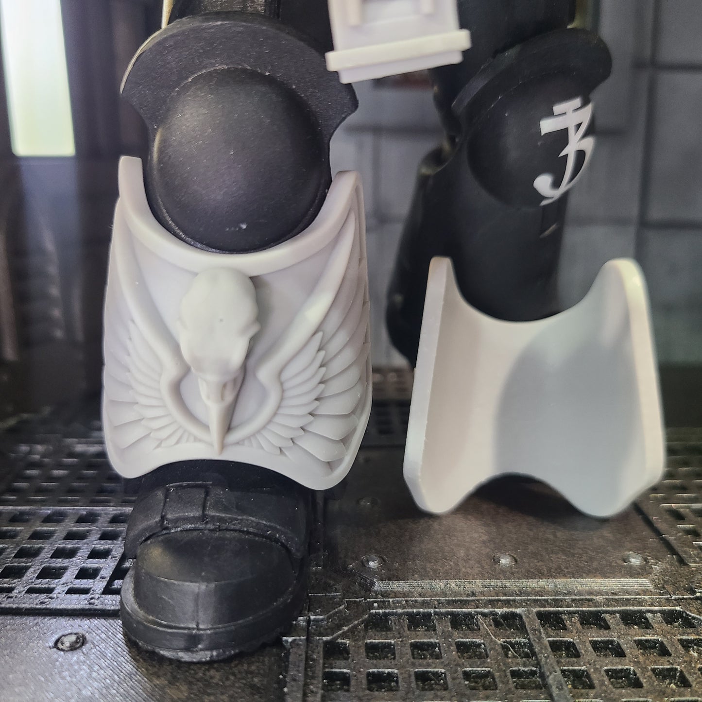 Raven Guard Legion Shin Guard with Raven Skull for McFarlane Toys Loyalist Marine Action Figures Custom 1:12th Scale Part