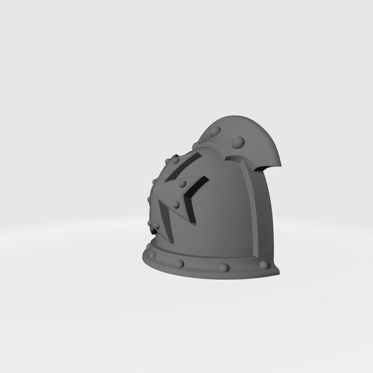 Black Templar MKIII Left 3 Quarter Riveted w Studded Cross Shoulder Pad for McFarlane Toys Space Marines
