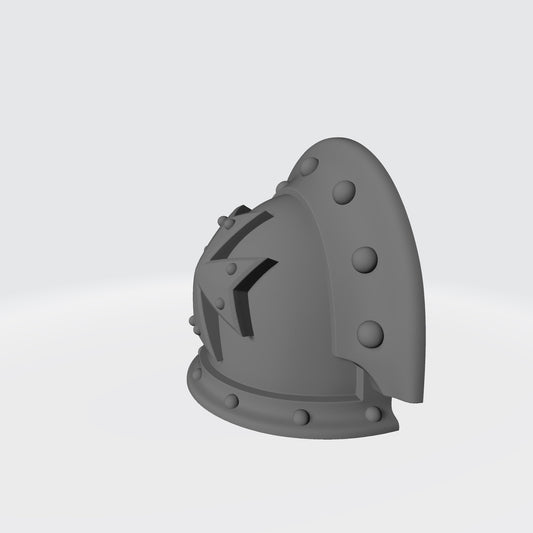 Black Templar MKIII Right 3 Quarter Riveted w Studded Cross Shoulder Pad for McFarlane Toys Space Marines Left Angle