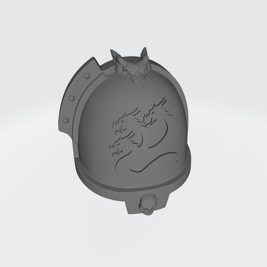 Alpha Legion MKXI Skull Shoulder Pad Hydra with Dragon Head for McFarlane Toys Space Marines