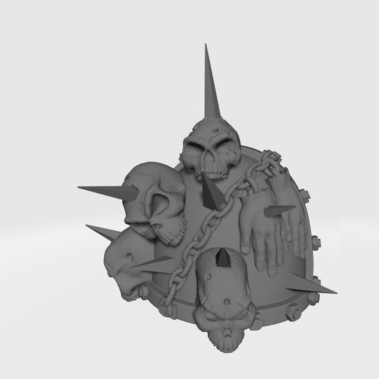 Night Lords MKVII Shoulder Pad Studded with Bolts and Enemy Skulls on Spikes for McFarlane Toys Space Marines Action Figures