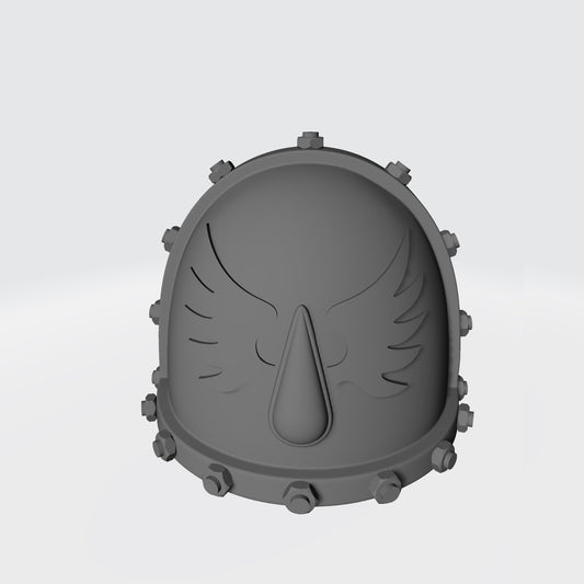 Blood Angels MKVII Shoulder Pad with Bolts Winged Blood Drop Chapter Insignia for McFarlane Toys Space Marines Action Figures