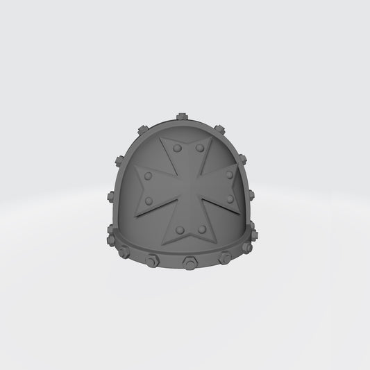 Black Templar MKVII Shoulder Pad with Studded Cross and Bolts compatible with McFarlane Toys Space Marines