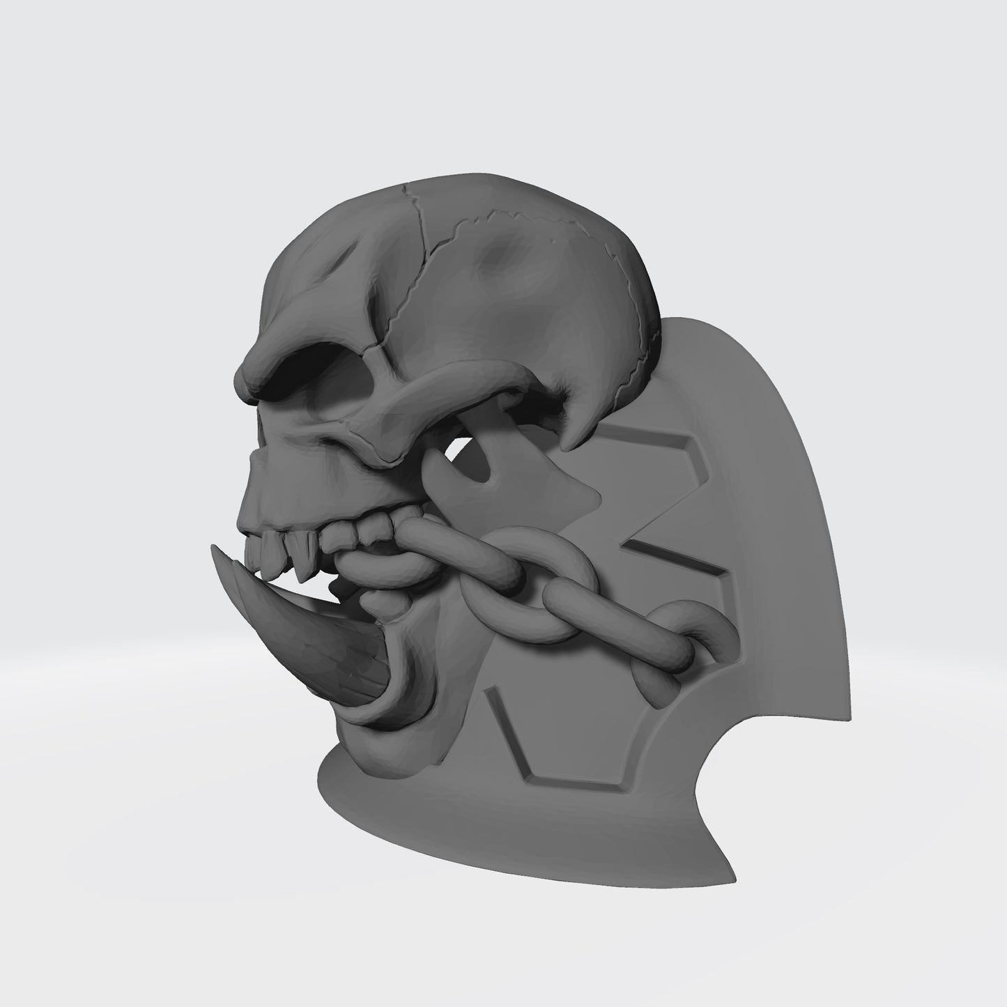 Soul Haunters Chapter MKVII Shoulder Pad Notched V1 with Ork Skull and Chain for McFarlane Toys Space Marines Action Figures