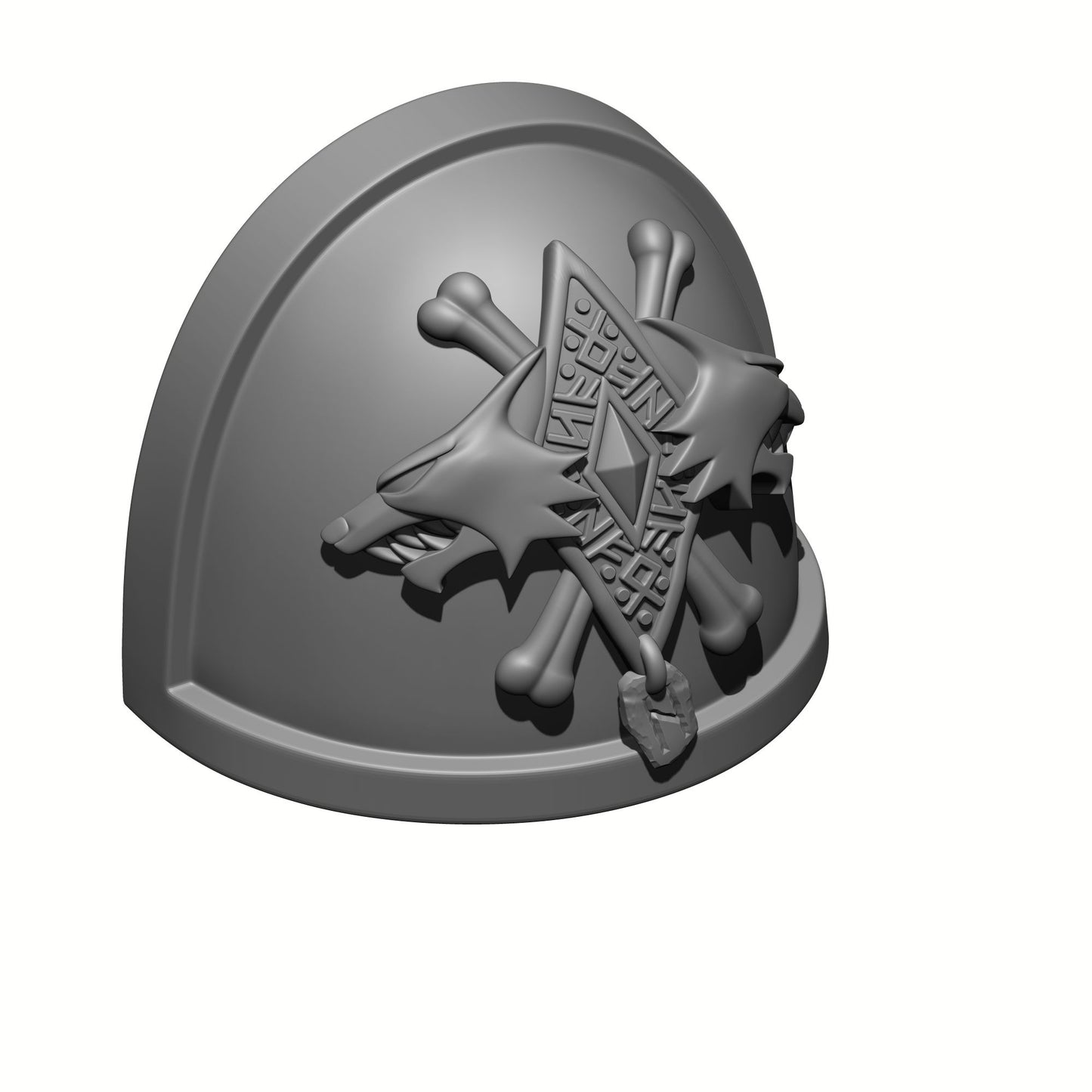 Custom Space Wolf Shoulder Pad with Two Wolf Heads, Runes, and a Talisman Compatible with McFarlane Toys Space Marines