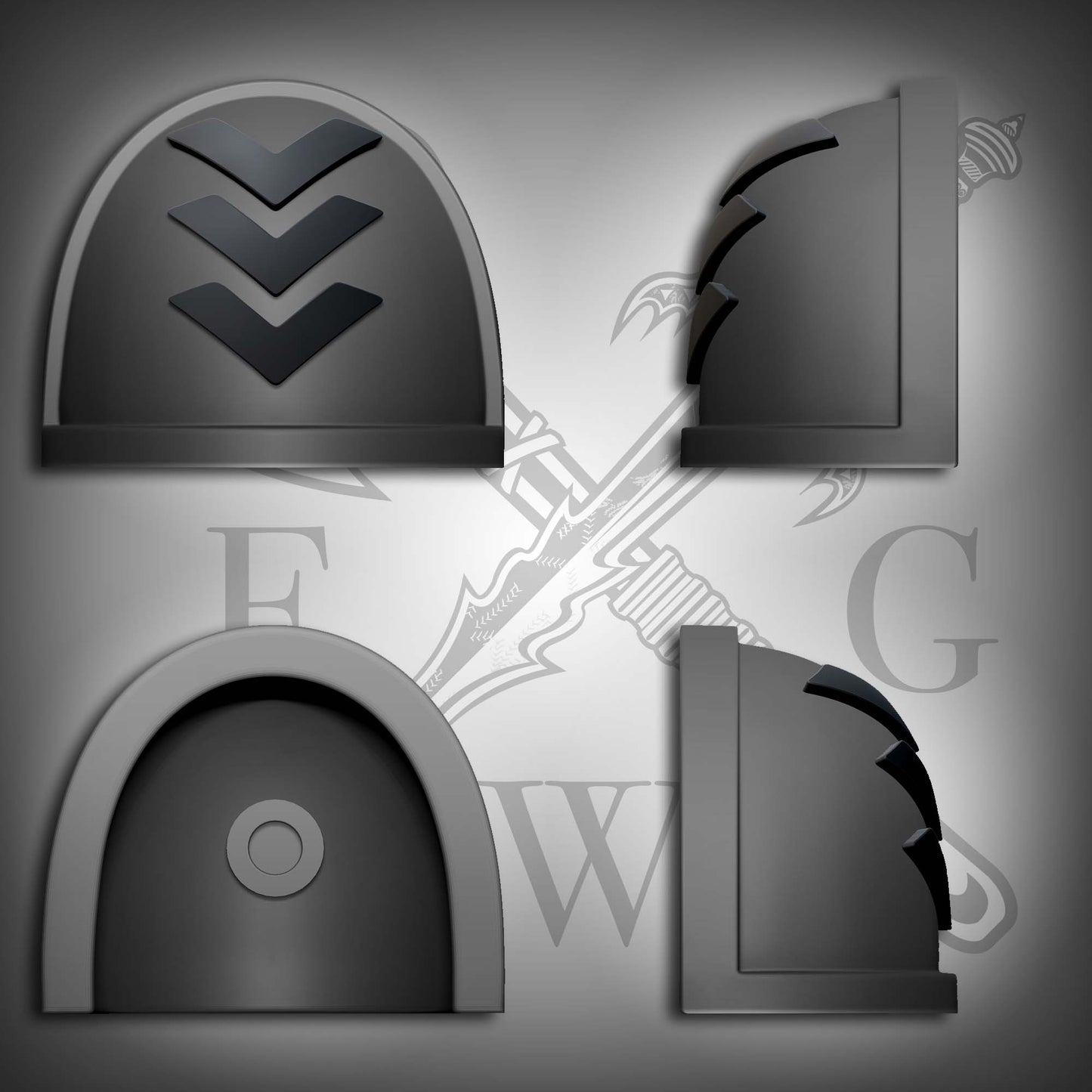 Astartes Squad Marking 3 Chevron MKIV Shoulder Pad for McFarlane Toys 1:12th Scale Right Shoulder (Retributors Chapter)