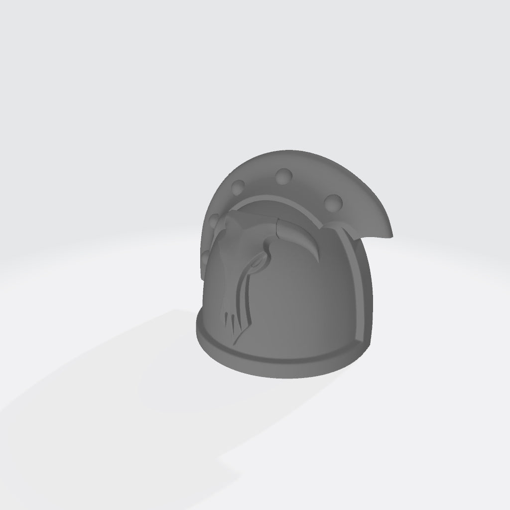Minotaurs Chapter MKIII Shoulder Pad Gen: 3 Pauldron 3 Quarter Studded Sword Breaker Left Shoulder compatible with McFarlane Toys Space Marines Left Angle