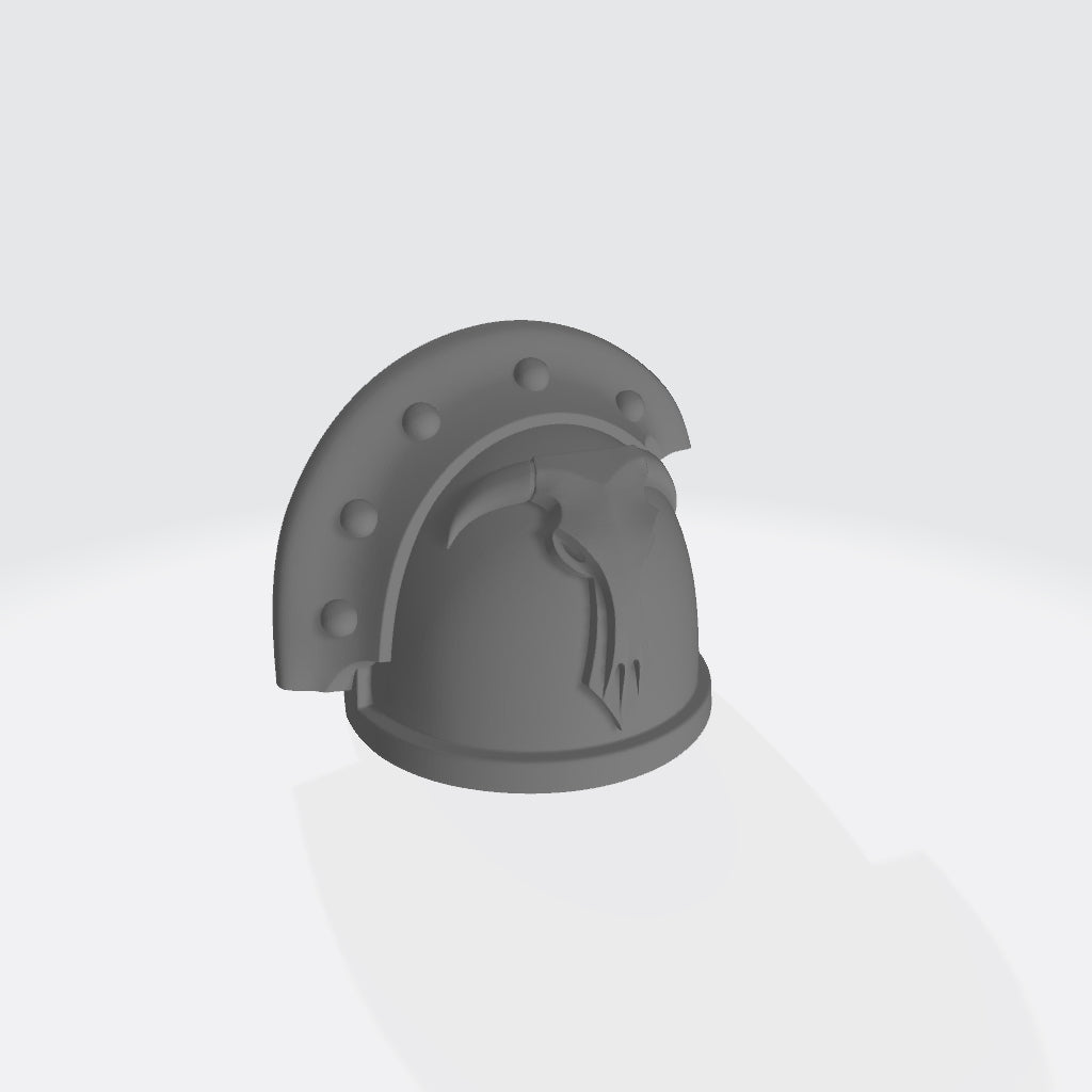 Minotaurs Chapter MKIII Shoulder Pad Gen: 3 Pauldron 3 Quarter Studded Sword Breaker Left Shoulder compatible with McFarlane Toys Space Marines Right Angle