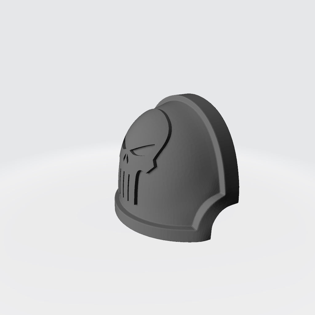 Custom Space Marines Punisher Skull MKX Notched (Stealth) Shoulder Pad for McFarlane Toys Grimdark Marines Action Figures The Black Verdict Chapter