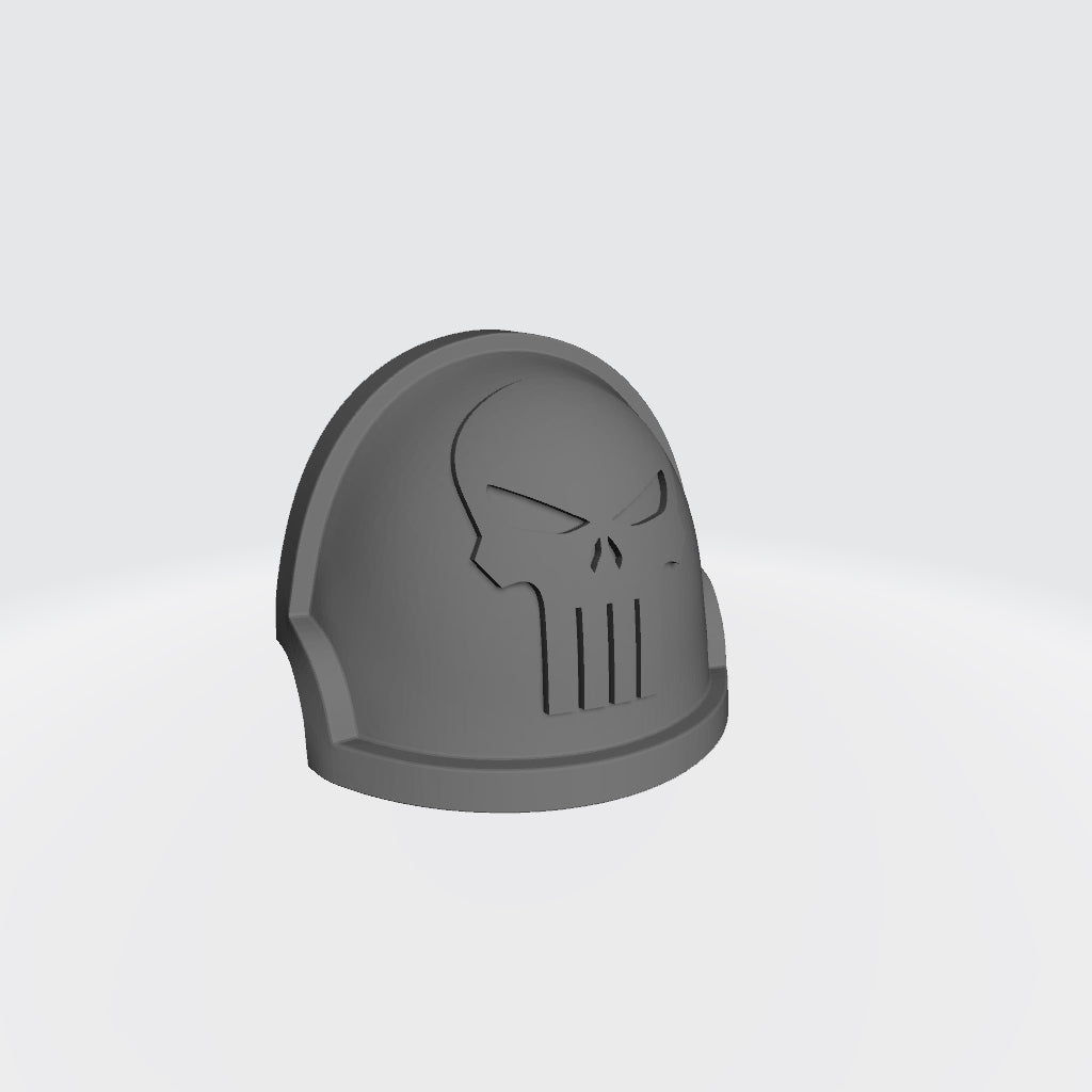 Custom Space Marines Punisher Skull MKX Notched (Stealth) Shoulder Pad for McFarlane Toys Grimdark Marines Action Figures The Black Verdict Chapter