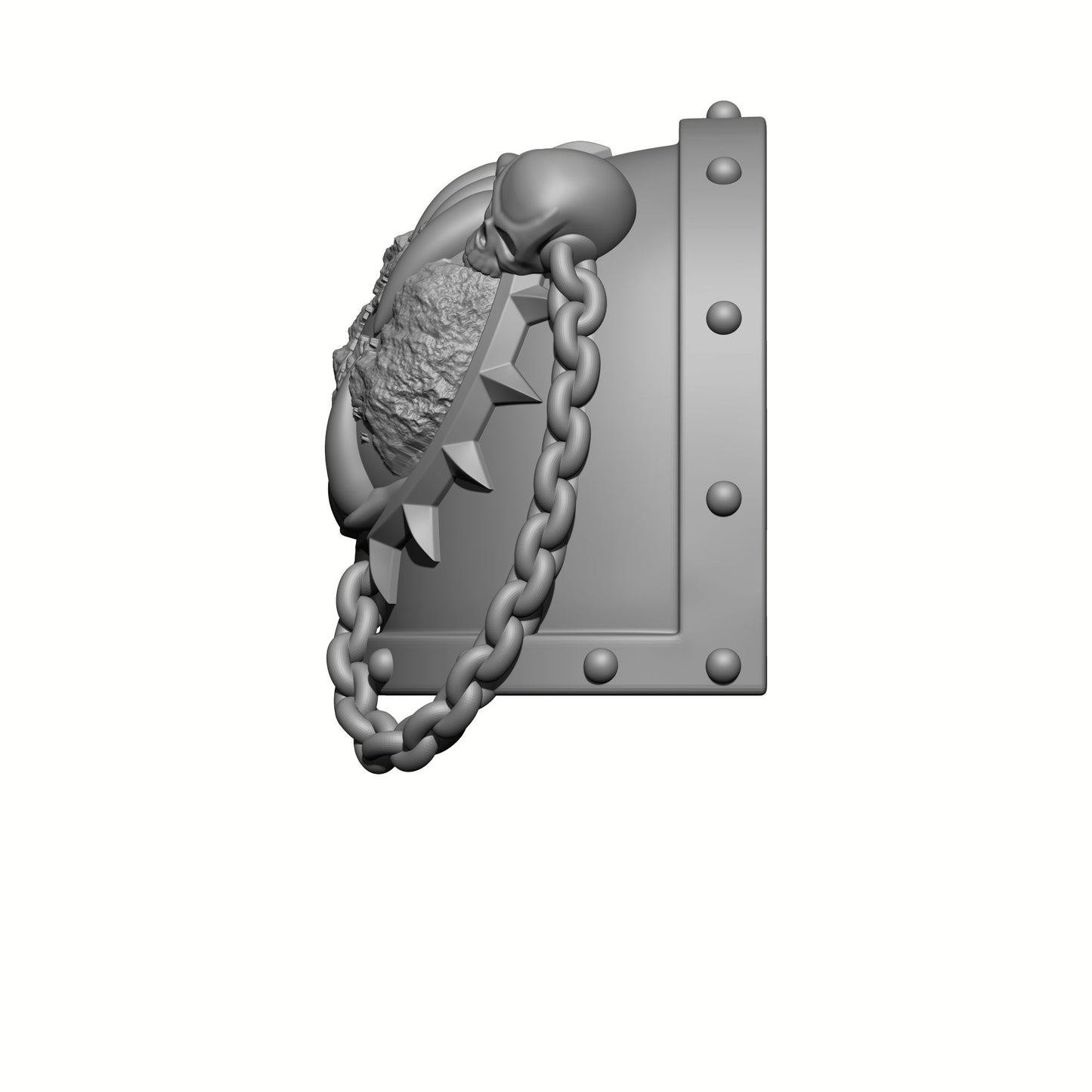 World Eaters Chapter MKVII Shoulder Pad Teeth Eating Planet Two Skulls and Chains: Compatible with McFarlane Space Marine Action Figures Khorne Berzerker