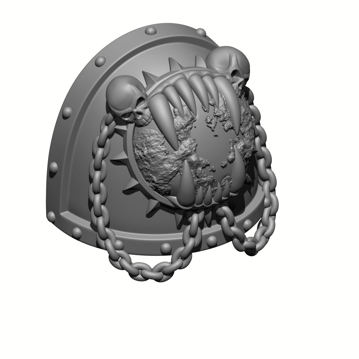 World Eaters Chapter MKVII Shoulder Pad Teeth Eating Planet Two Skulls and Chains: Compatible with McFarlane Space Marine Action Figures Khorne Berzerker