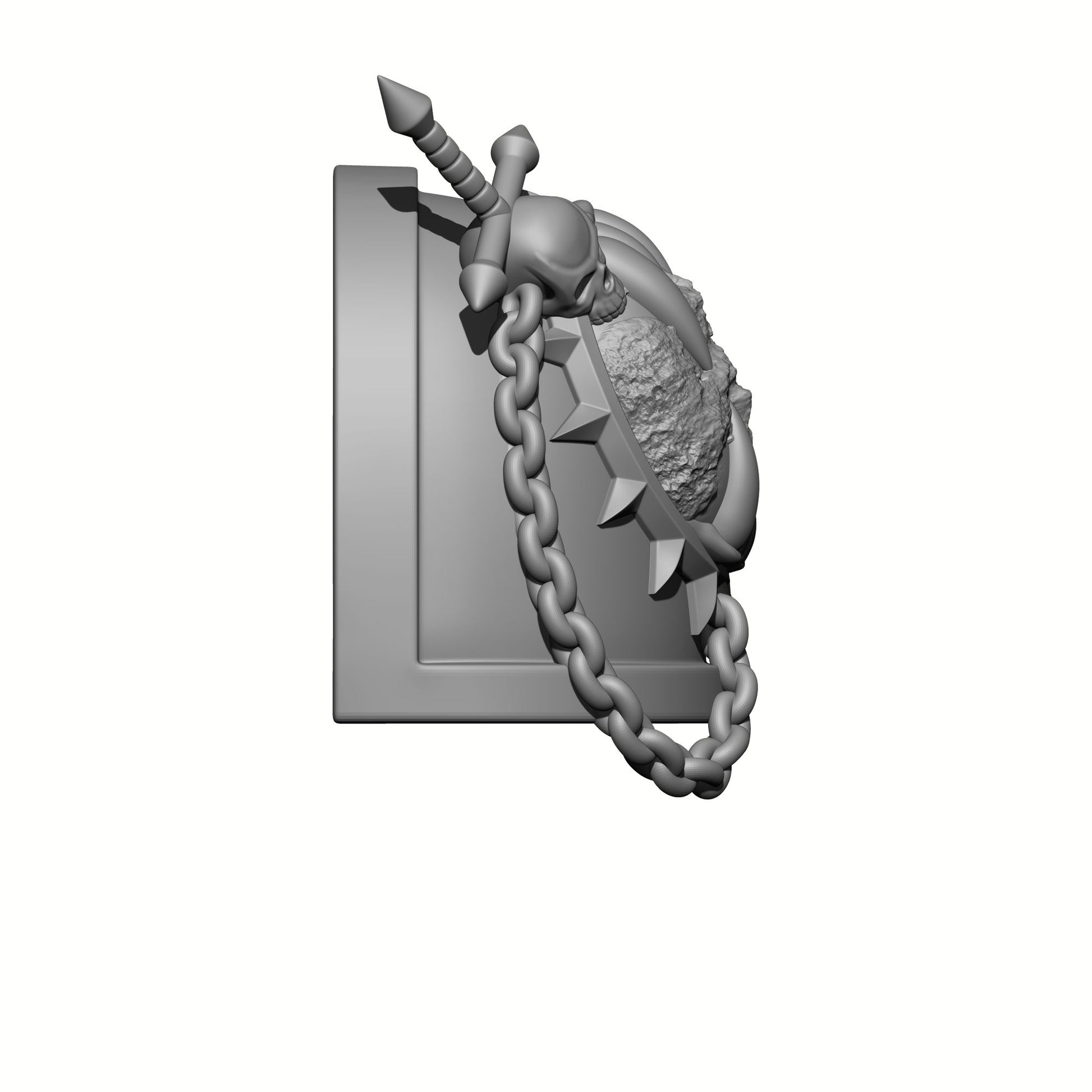 World Eaters Chapter MKVII Shoulder Pad Teeth Eating Planet Two Skulls Chains and Swords: Compatible with McFarlane Space Marine Khornate Berzerkers Action Figures by FWG