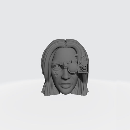 Sisters of Battle Canoness Veridyan Fleur-de-lis on Right Cheek and Cybernetics Head Sculpt for McFarlane Toys Battle Sister Action Figures