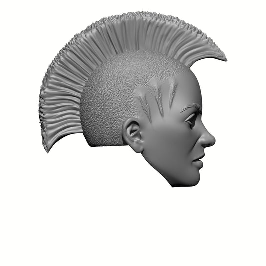 Right Side of the Sisters of War Bald Head with Mohawk Fleur-de-lis on Left Cheek and Scarring Compatible with McFarlane Toys McFarlane Toys Warhammer 40,000 Adepta Sororitas Battle Sister 7" Action Figure