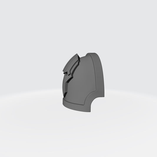 Iron Warriors MKX Shoulder Pad Gen: 10 Pauldron Notched (Stealth) compatible with McFarlane Toys 1:12th Scale Left Angle