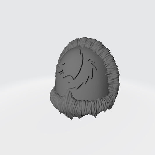 Wolf Legions Shoulder Pad MKIV with Fur Trim for the Left Shoulder designed by Fantasy World Games Left Angle